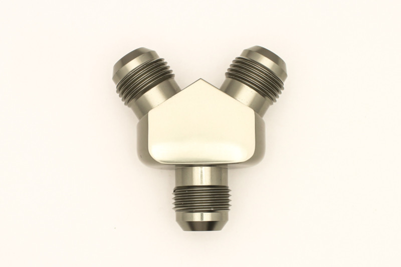 DeatschWerks 10AN Male Flare +10AN Male Flare To 10AN Male Flare Y-Block Fitting