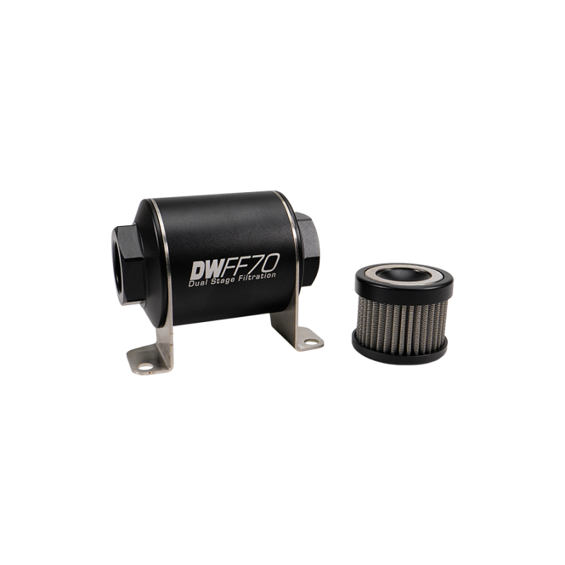 DeatschWerks SS 8AN 10 Micron Universal Inline Fuel Filter Housing Kit (70mm)
