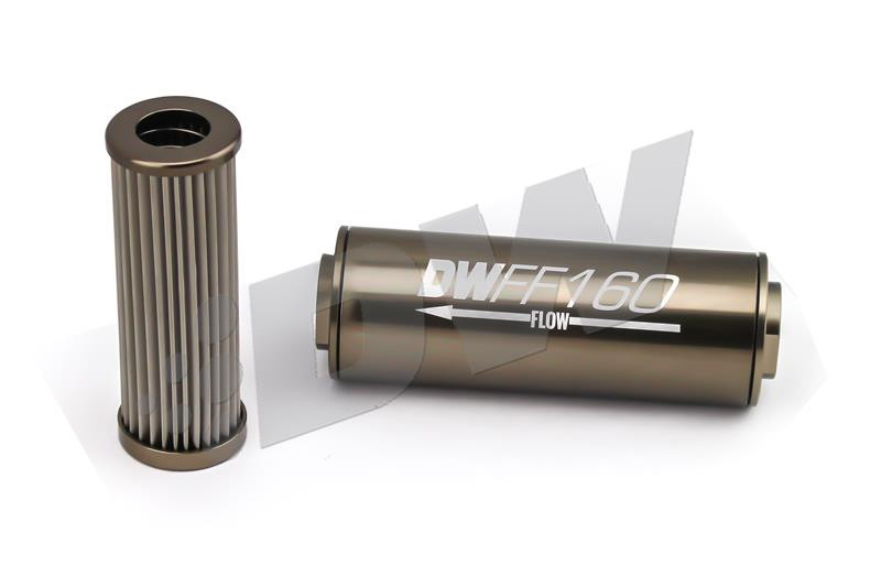 DeatschWerks SS 8AN 10 Micron Universal Inline Fuel Filter Housing Kit (70mm)