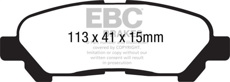 EBC Yellow Stuff Rear Brake Pads for 09-13 Toyota Highlander 2.7L - DP41838R