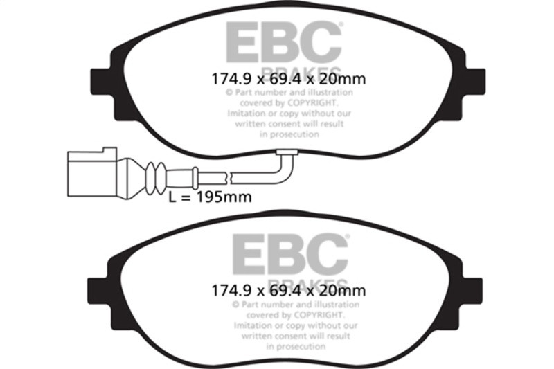 EBC Yellow Stuff Front Brake Pads for 14+ Audi S3 2.0L Turbo - DP42127R