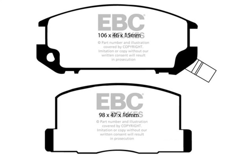 EBC Yellow Stuff Rear Brake Pads for 85-90 Toyota MR2 1.6L - DP4602R