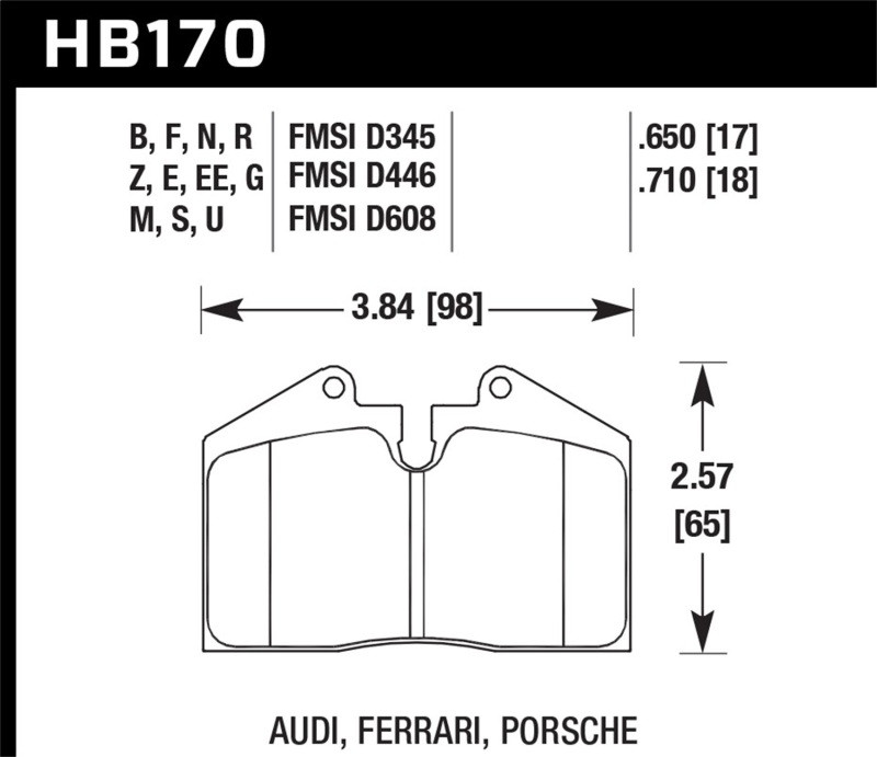 Hawk Ceramic Front or Rear Brake Pads for 93-95 Porsche 968 - HB170Z.650