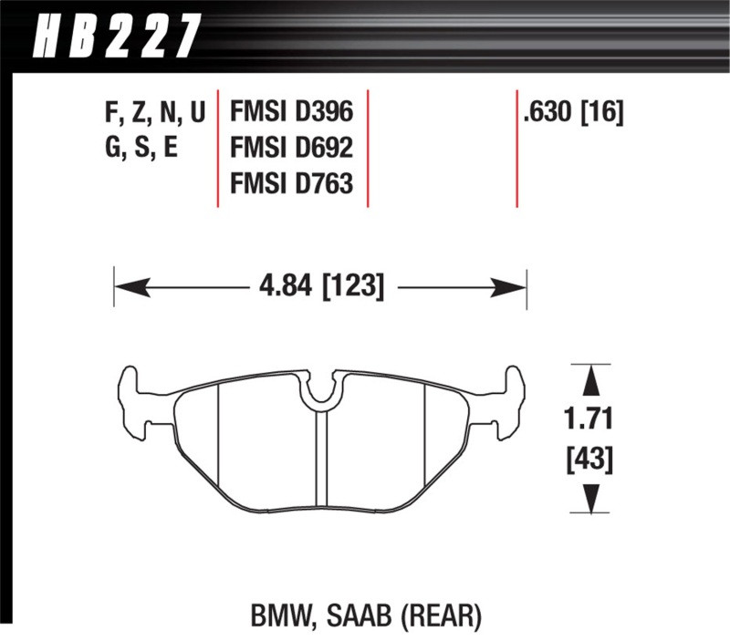 Hawk HPS 5.0 Rear Brake Pads for 1992-1998 BMW 318i - HB227B.630