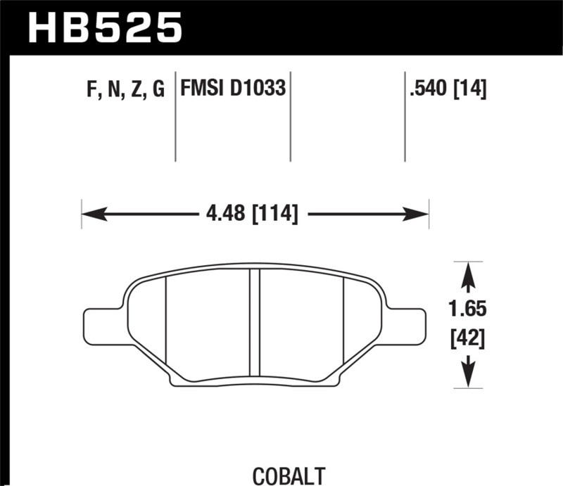 Hawk HPS Rear Brake Pads for 05-08 Cobalt Sport / SS - HB525F.540