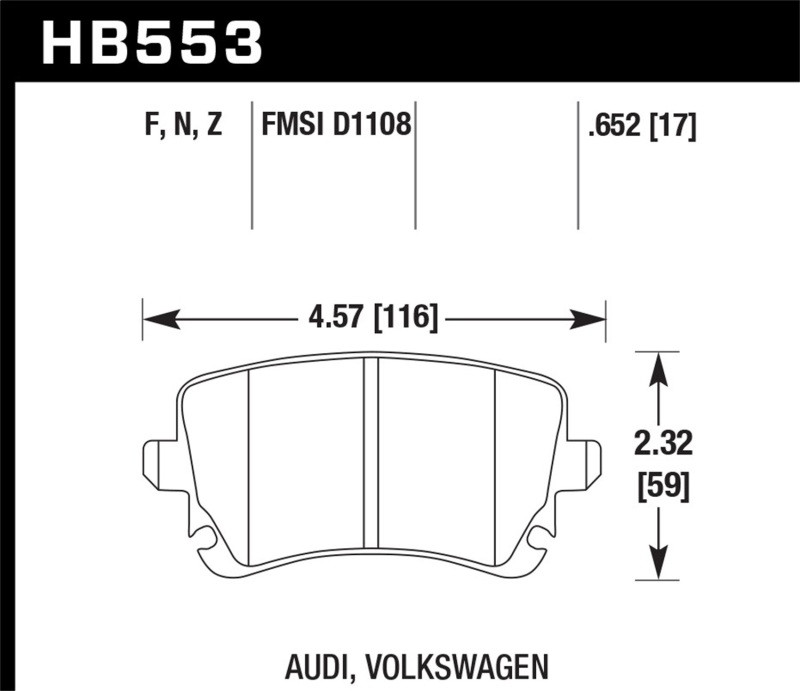 Hawk HPS Rear Brake Pads for 04-08 Audi S4 / 07-11 S6 / 07-09 S8 - HB553F.652