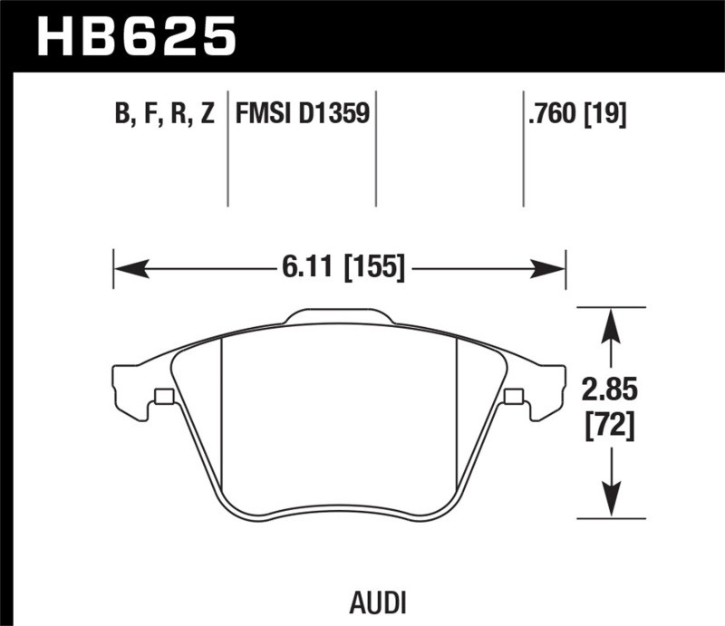 Hawk HPS Front Brake Pads for 08-12 Audi TT Quattro / 12 VW Golf R - HB625F.760