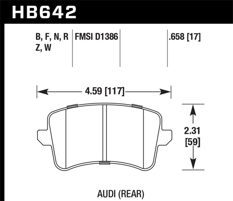 Hawk Ceramic Rear Brake Pads for 09-12 Audi A4 / 10-12 S4 - HB642Z.658