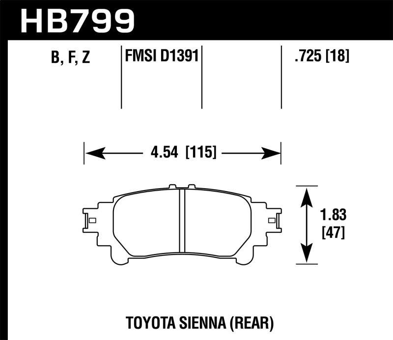 Hawk Performance Ceramic Street Rear Brake Pads for 14-16 Toyota Highlander