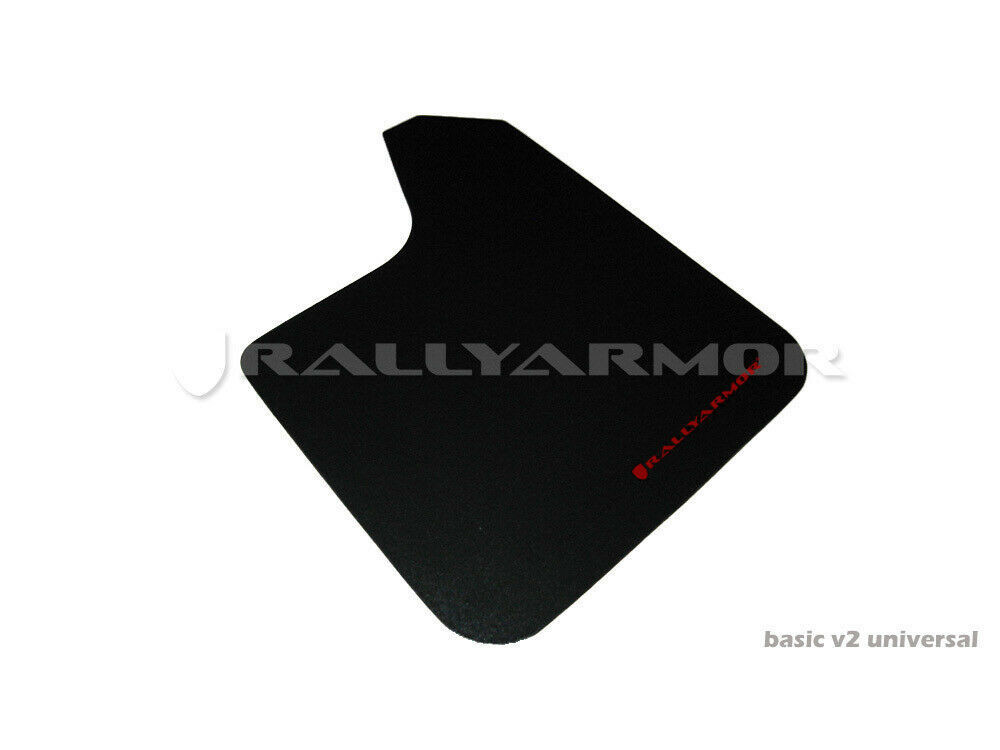 Rally Armor Universal Basic Black Mud Flaps w/ Red Logo - MF12-BAS-RD