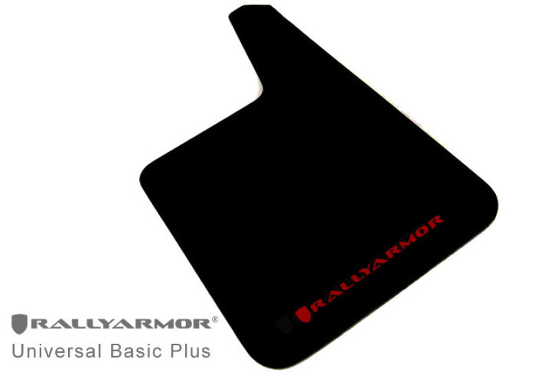 Rally Armor Longer Universal Basic Black Mud Flaps w/ Black Logo - MF20-BAS-BLK