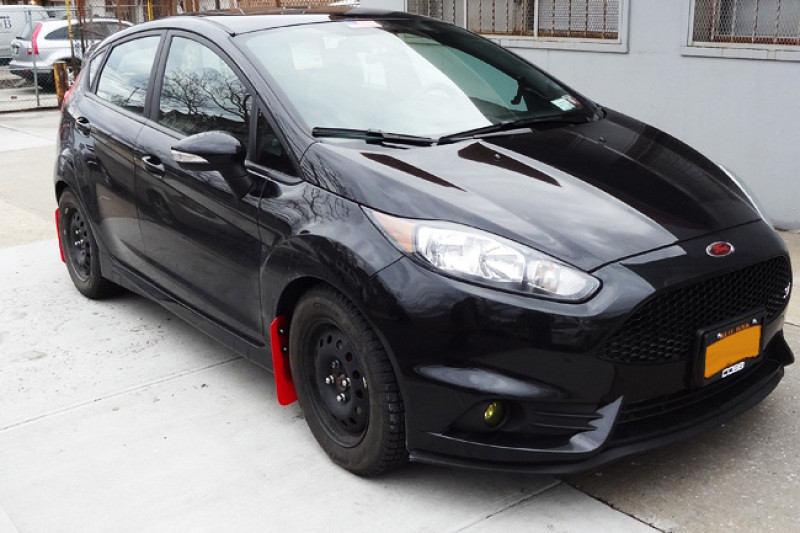 Rally Armor UR Black Mud Flaps w/ Red Logo - 2013+ Ford Fiesta ST Hatch
