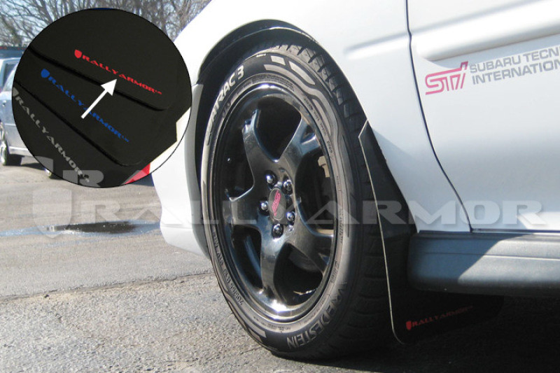 Rally Armor UR Black Mud Flaps w/ Red Logo for 93-01 Impreza - MF2-UR-BLK/RD