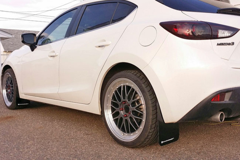 Rally Armor UR Red Mud Flaps w/ White Logo for 14+ Mazda 3 - MF31-UR-RD/WH