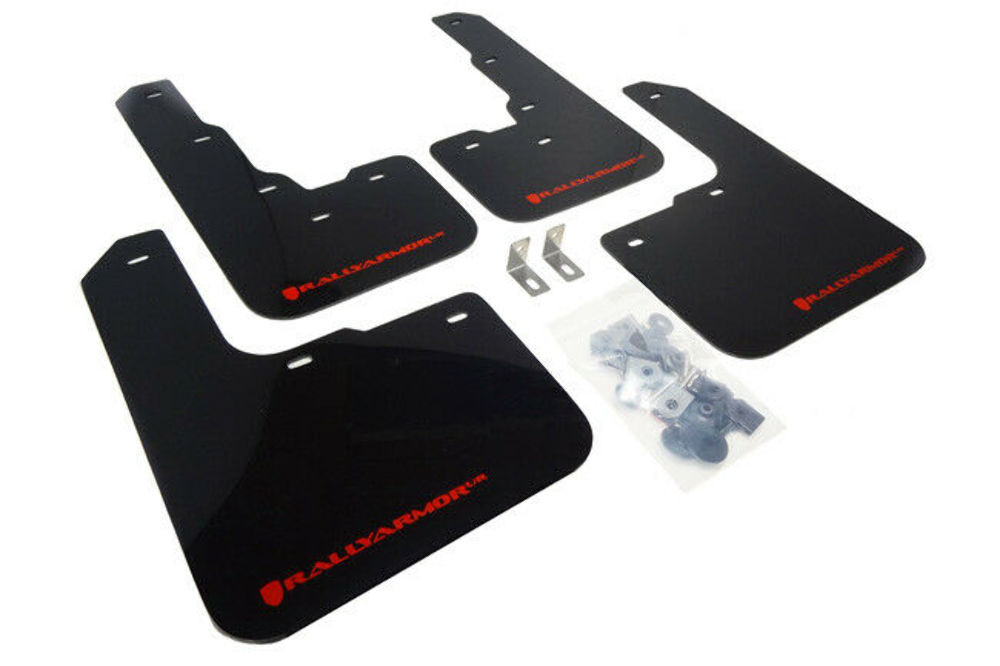 Rally Armor UR Black Mud Flaps w/ Red Logo for 13+ Dodge Dart - MF39-UR-BLK/RD