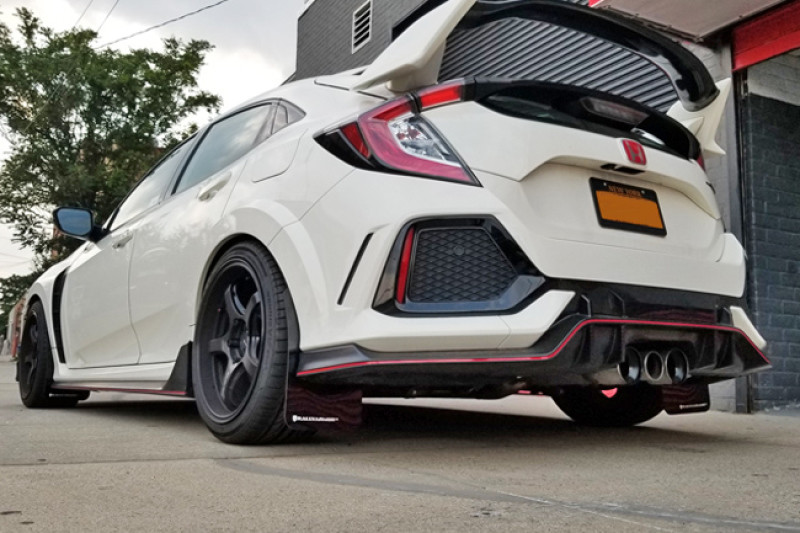 Rally Armor White UR Mud Flaps w/ Black Logo for 17+ Civic Type R