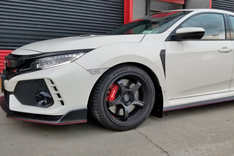 Rally Armor White UR Mud Flaps w/ Red Logo for 17+ Civic Type R