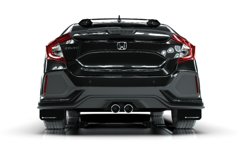 Rally Armor Black UR Mud Flaps w/ White Logo for 17+ Civic Sport Touring