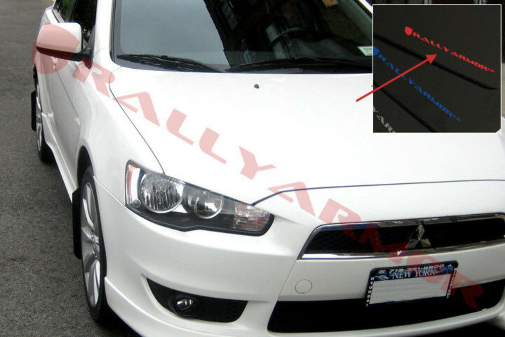 Rally Armor UR Black Mud Flaps w/ Red Logo for 07+ Lancer - MF8-UR-BLK/RD