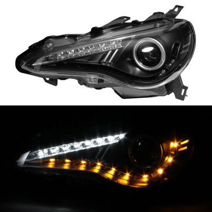 Spyder Projector Headlights- DRL LED Black for 12-14 Subaru BRZ