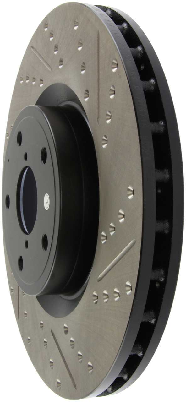 StopTech Slotted & Drilled Front Brake Rotors for 05-14 Subaru STI - 127.47022