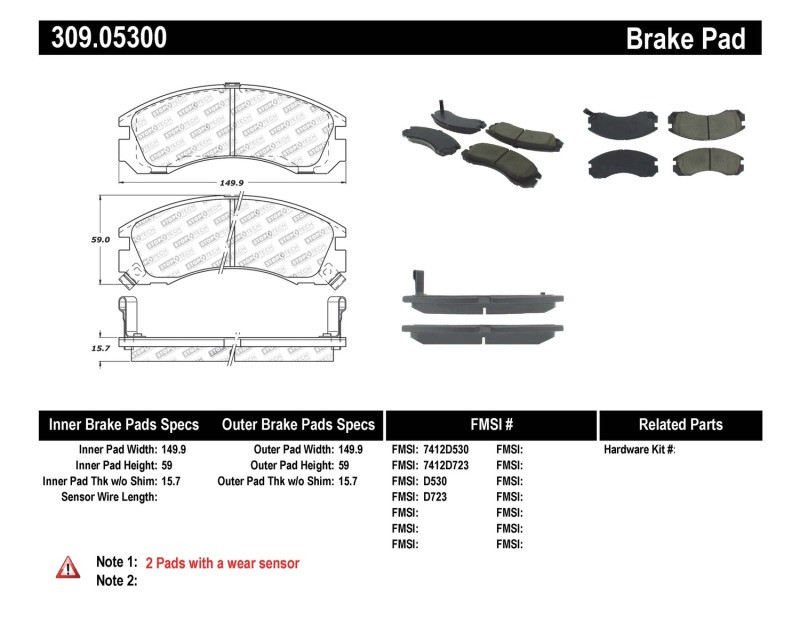 StopTech Street Performance Front Brake Pads for 91-96 Stealth / 91-99 3000GT