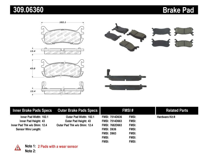 StopTech Street Performance Rear Brake Pads for 94-02 Miata Base Suspension