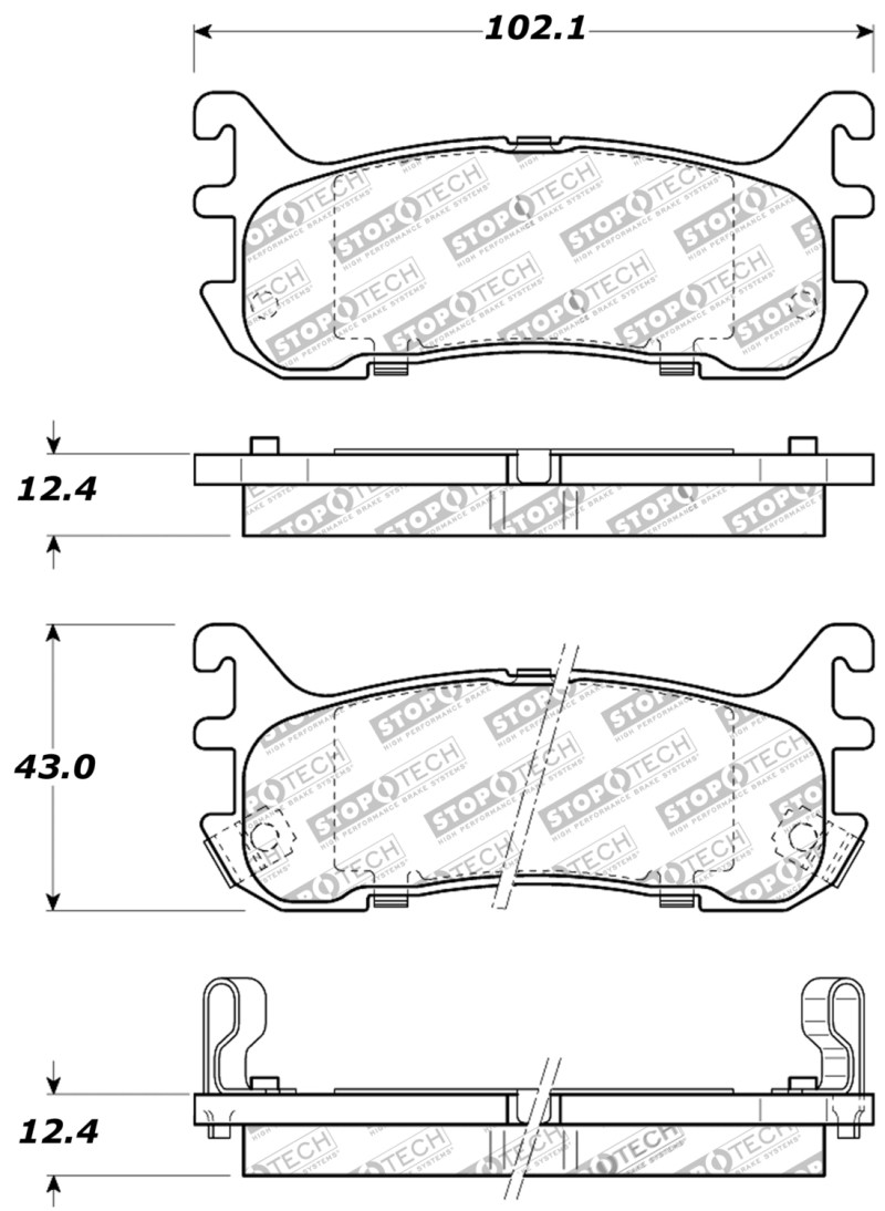 StopTech Street Performance Rear Brake Pads for 94-02 Miata Base Suspension