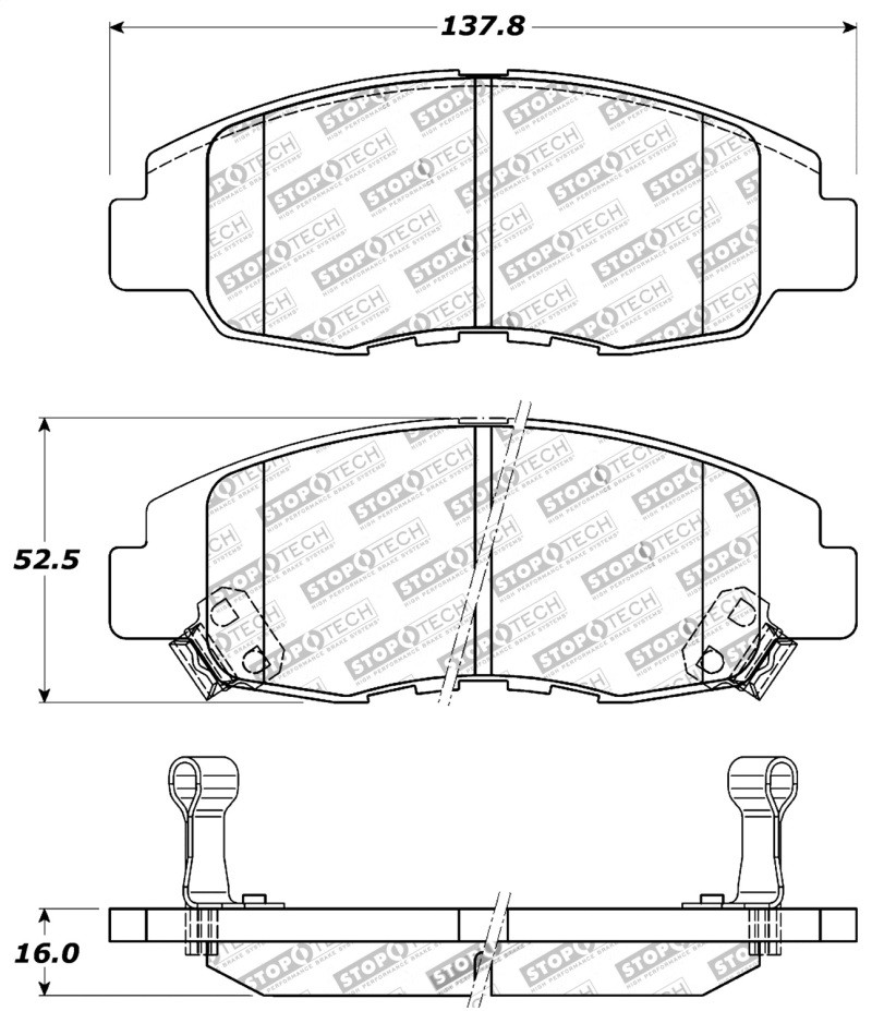 StopTech Street Performance Front Brake Pads for 98-02 Accord / 96-11 Civic