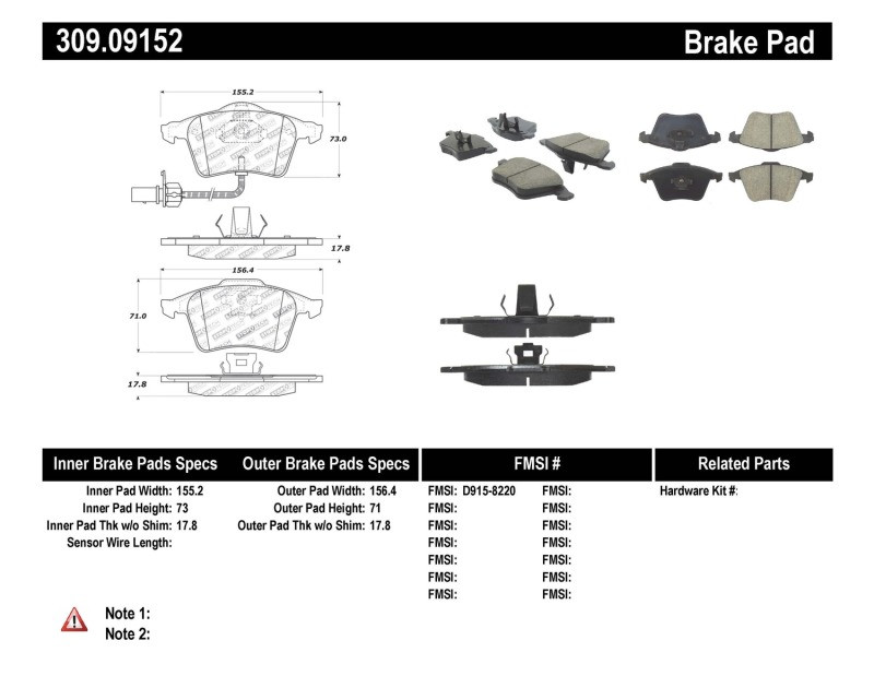 StopTech Street Performance Front Brake Pads for 07-09 Mazda 3 - 309.09152