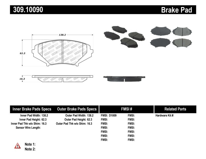 StopTech Street Performance Front Brake Pads for 04-11 RX8 - 309.10090