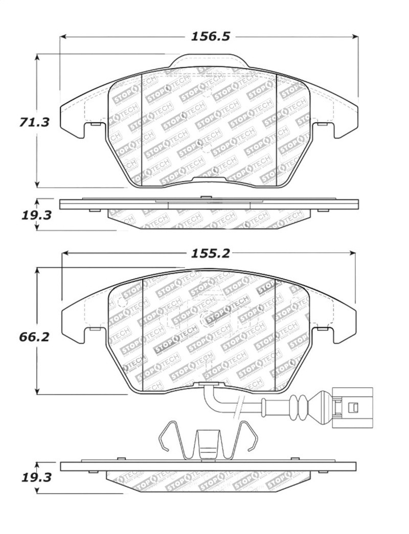 StopTech Street Performance Front Brake Pads for 06-13 Audi A3 / GTI - 309.11070