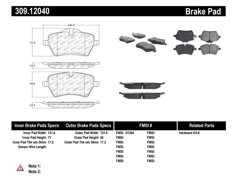 StopTech Street Performance Front Brake Pads for 06-13 Mini Cooper / Cooper S