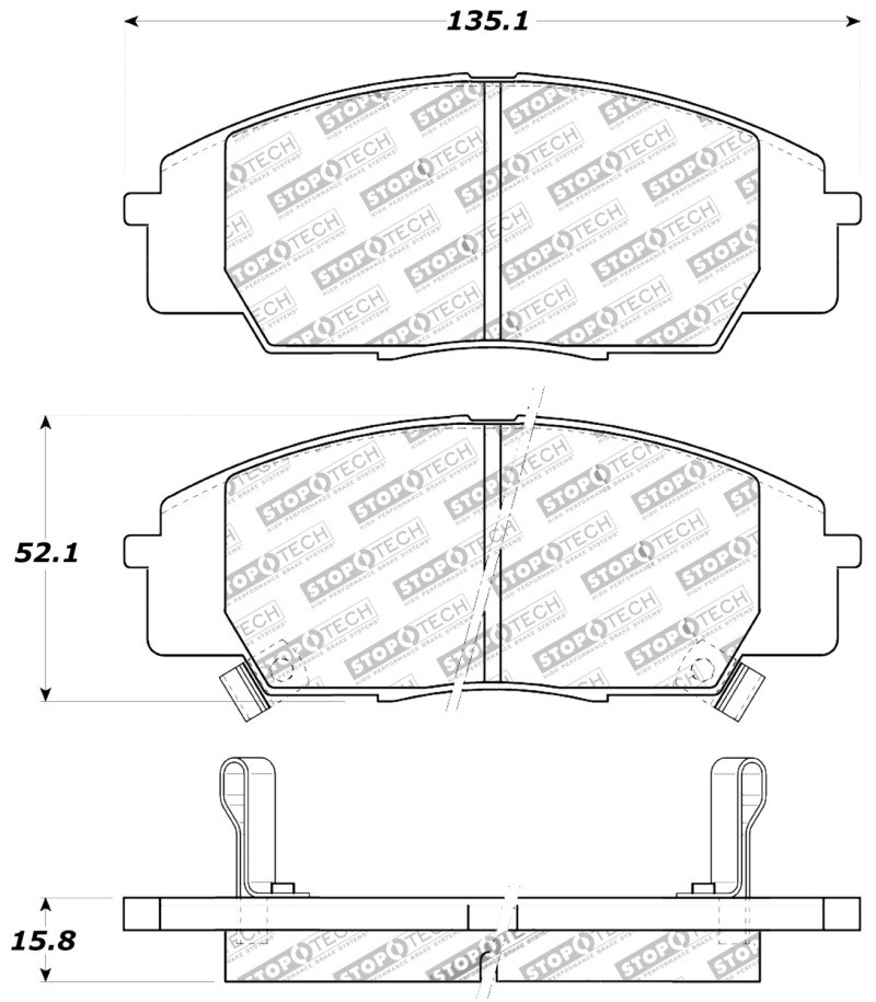 StopTech Street Performance Front Brake Pads for 00-09 S2000 / 02-06 RSX Type S