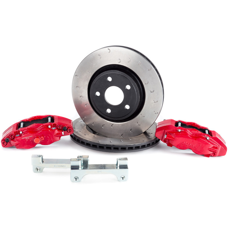 Alcon Front Brake Kit for 18+ Jeep Wrangler JL 350x32mm 6 Piston Red Calipers