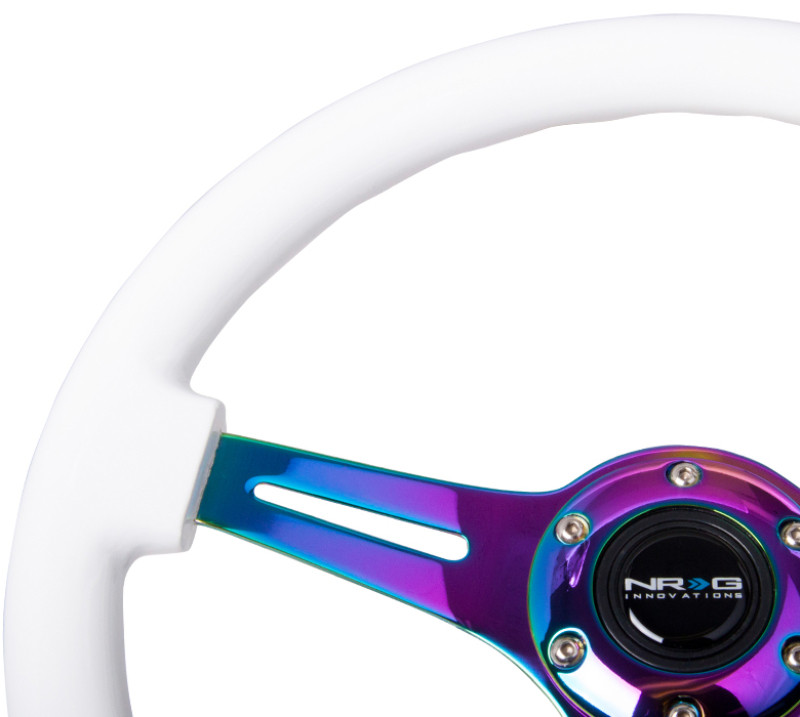 NRG 350mm 3 Neo-Chrome Spokes Classic White Wood Grain Steering Wheel