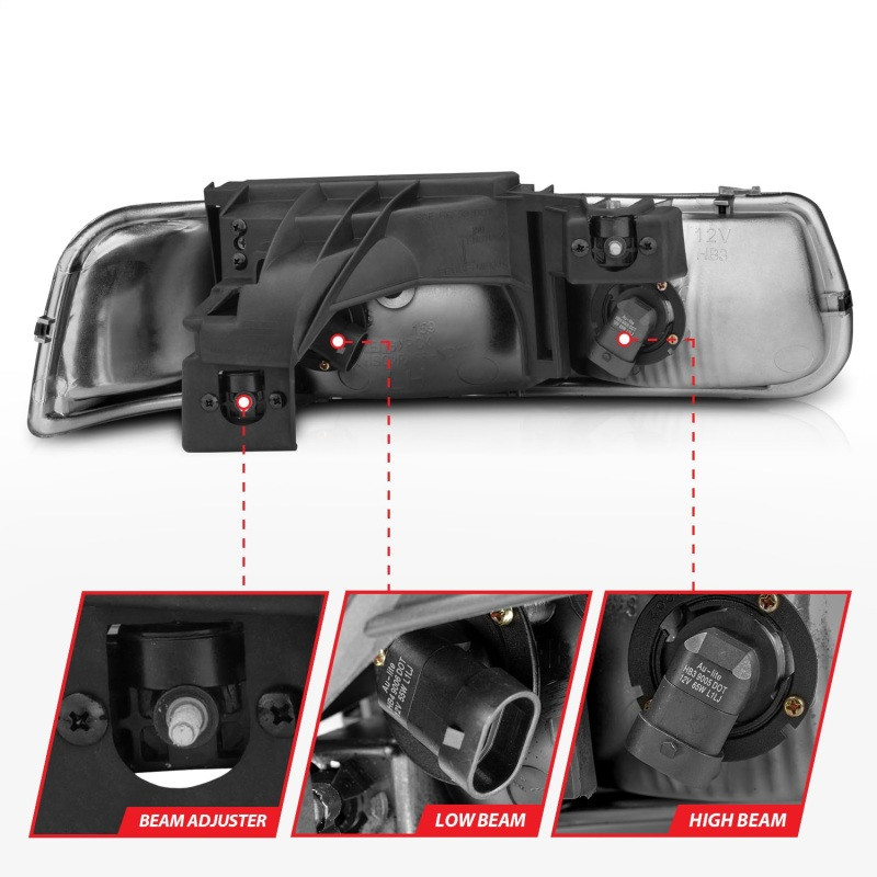 ANZO CRYSTAL HEADLIGHTS CHROME for 99-02 SILVERADO 1500/2500 - 111011