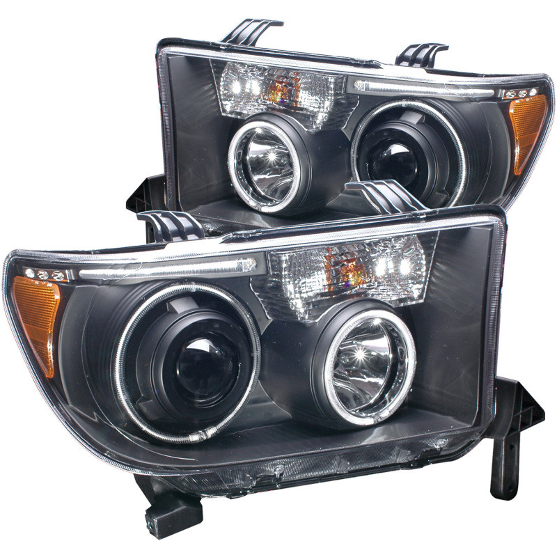 ANZO PROJECTOR HEADLIGHTS HALO w/ LED BAR BLACK for 07-13 Tundra