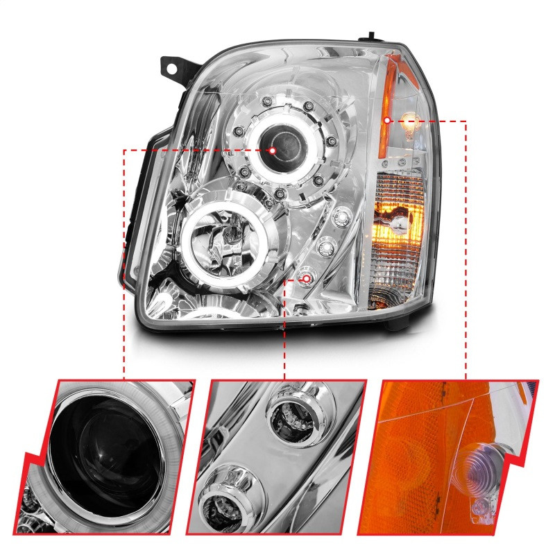 ANZO PROJECTOR HEADLIGHTS CHROME w/ HALO for 07-14 YUKON/XL/DENALI