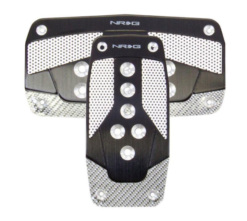 NRG Aluminum Sport Pedal Black w/ Silver Carbon AT