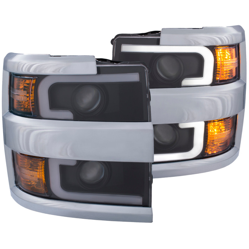 ANZO PROJECTOR SWITCHBACK HEADLIGHT BLACK W/ AMBER for 15-19 Silverado 2500HD