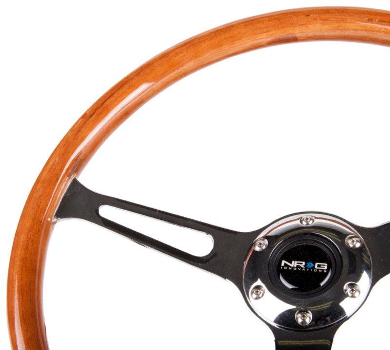 NRG Reinforced Steering Wheel 360mm Classic Wood Grain w/ 3 Spoke with Slits