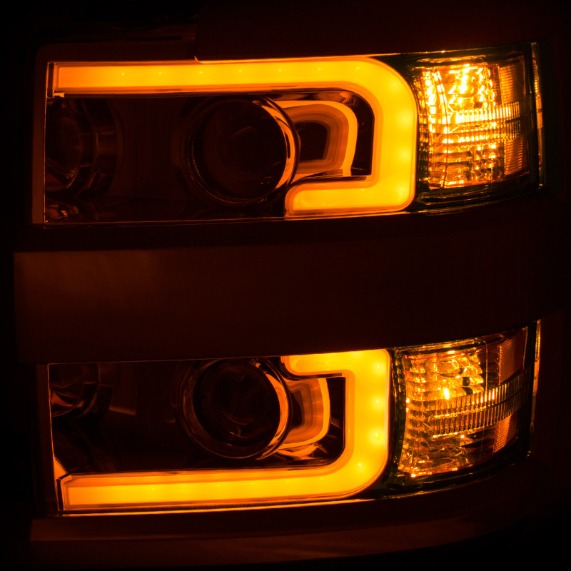 ANZO PROJECTOR SWITCHBACK HEADLIGHT CHROME W/ AMBER for 15-19 Silverado 2500HD
