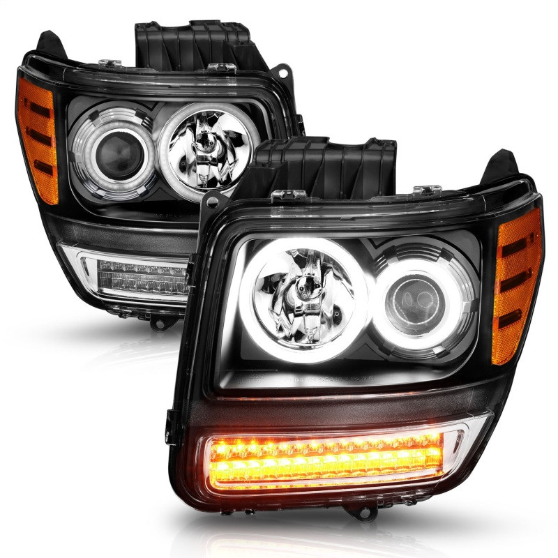 ANZO PROJECTOR HEADLIGHTS HALO BLACK G2 CLEAR w/ LED for 07-12 Dodge Nitro
