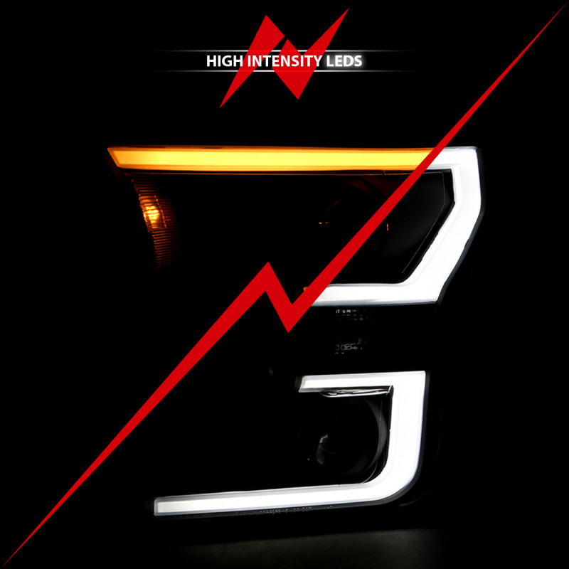 ANZO PROJECTOR SWITCHBACK Headlight BLACK / AMBER for 15-17 Ford F150