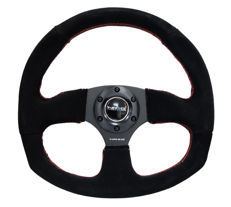NRG 320mm Horizontal Suede w/ Red Sitching Reinforced Steering Wheel