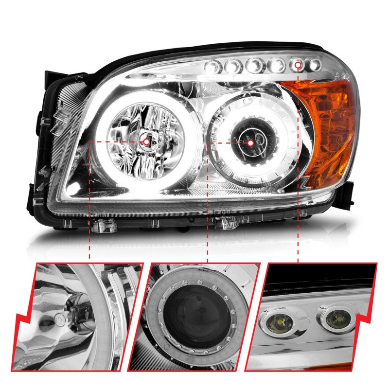 ANZO PROJECTOR HEADLIGHTS CHROME CLEAR for 06-08 Toyota Rav4