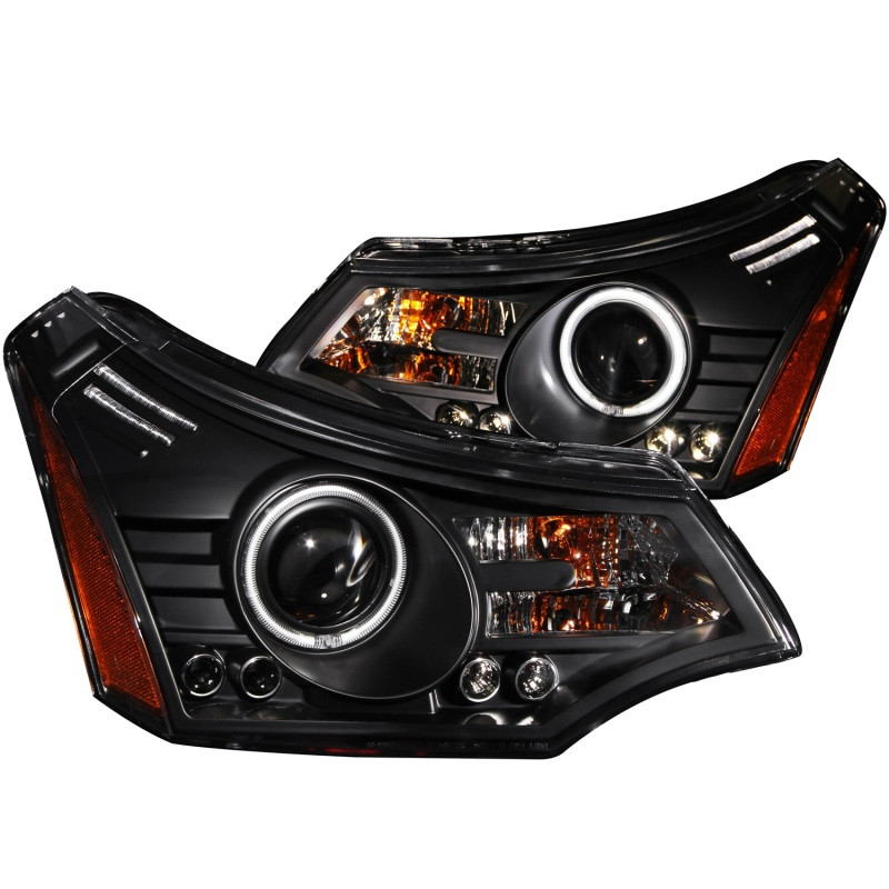 ANZO PROJECTOR HEADLIGHTS BLACK w/ HALO (CCFL) for 08-11 Ford Focus