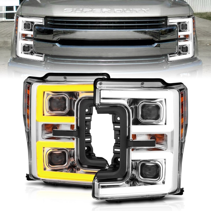 Anzo PROJECTOR PLANK STYLE SWITCHBACK HEADLIGHT CHROME/ AMBER for 17-19 F250