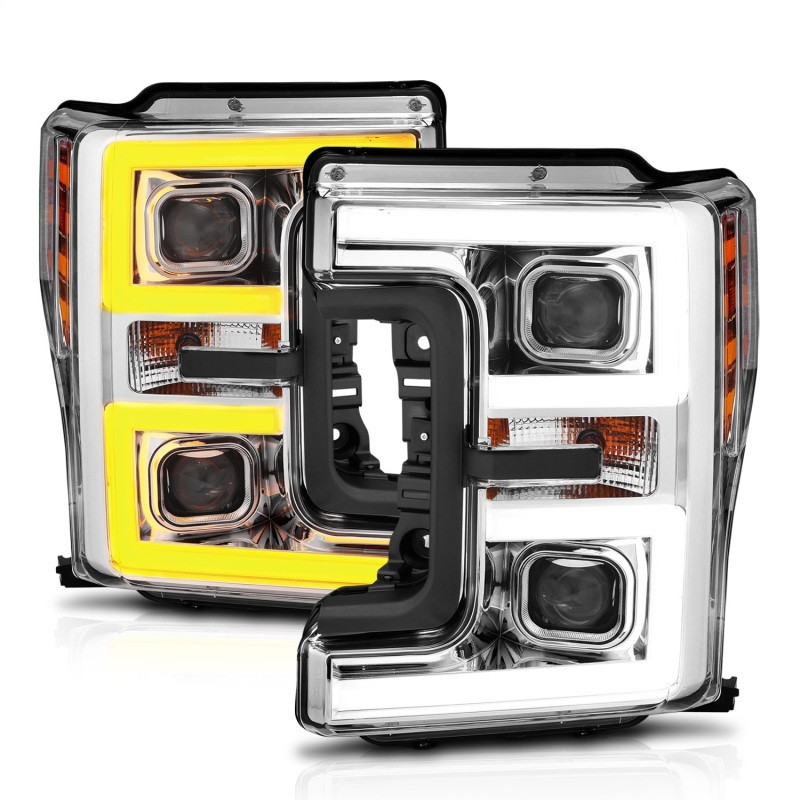 Anzo PROJECTOR PLANK STYLE SWITCHBACK HEADLIGHT CHROME/ AMBER for 17-19 F250